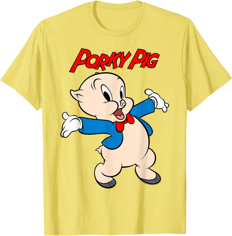 Looney Tunes Porky Pig Vintage Portrait T-Shirt - Lemon Yellow