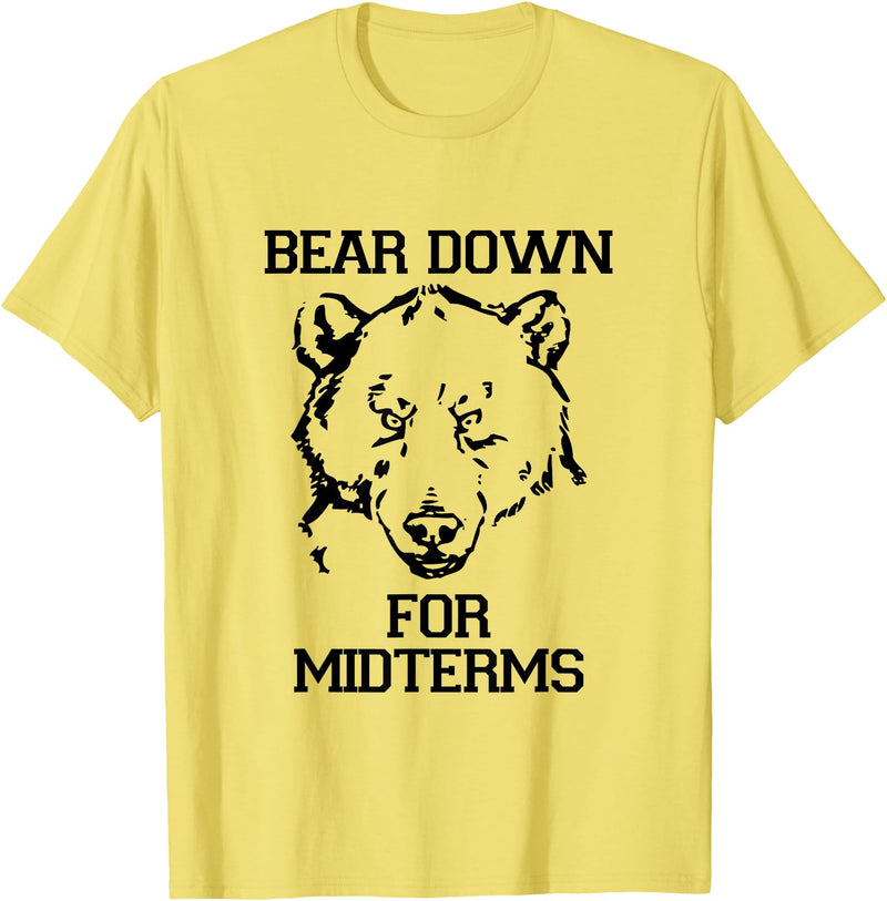 Bee Kind Tees Funny College Tests - Bear Down For Midterms T-Shirt - Lemon Yellow