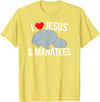 Sea Cows Tees I Love Jesus and Manatees, Cute Christian Manatee T Shirt T-Shirt - Lemon Yellow