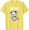 Moo Cow Funny Farmer Cow for Adults Kids Boys and Girls T-Shirt - Lemon Yellow