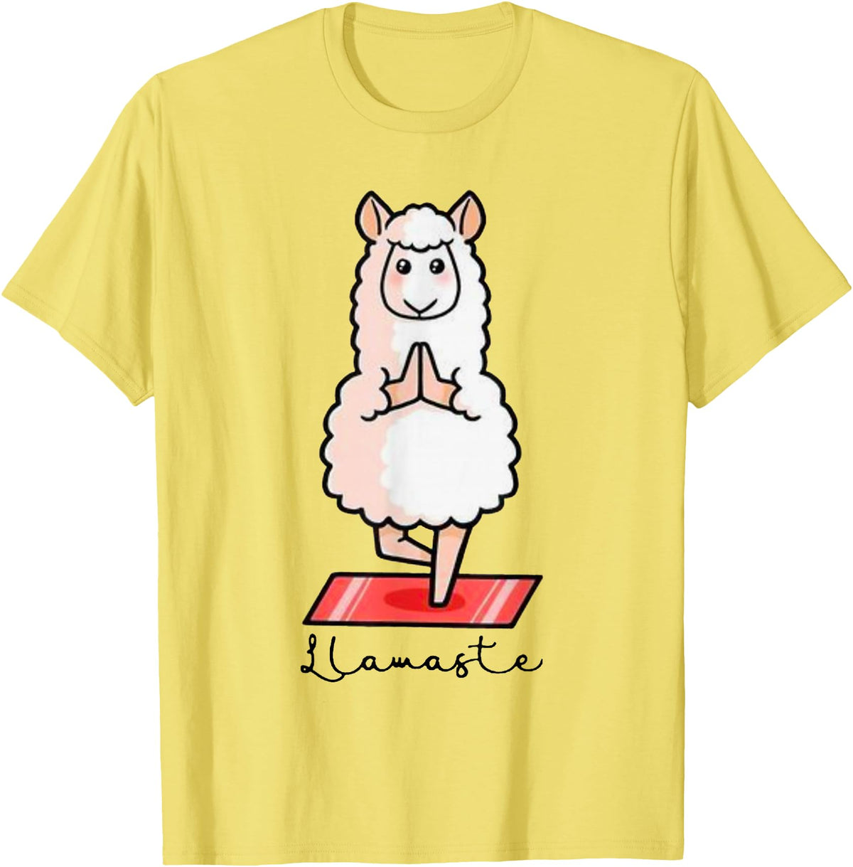 Dibba Designs Llamaste Llama Alpaca Yoga Exercise Fitness Gym Workout T-Shirt - Lemon Yellow