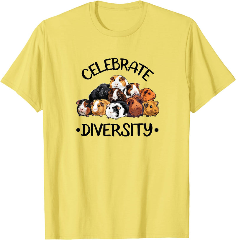 Funny Cavy Mom Love Gifts T Shirts & Hoodies Celebrate Diversity Kids Cute Wheek Merch Guinea Pig Lover T-Shirt - Lemon Yellow