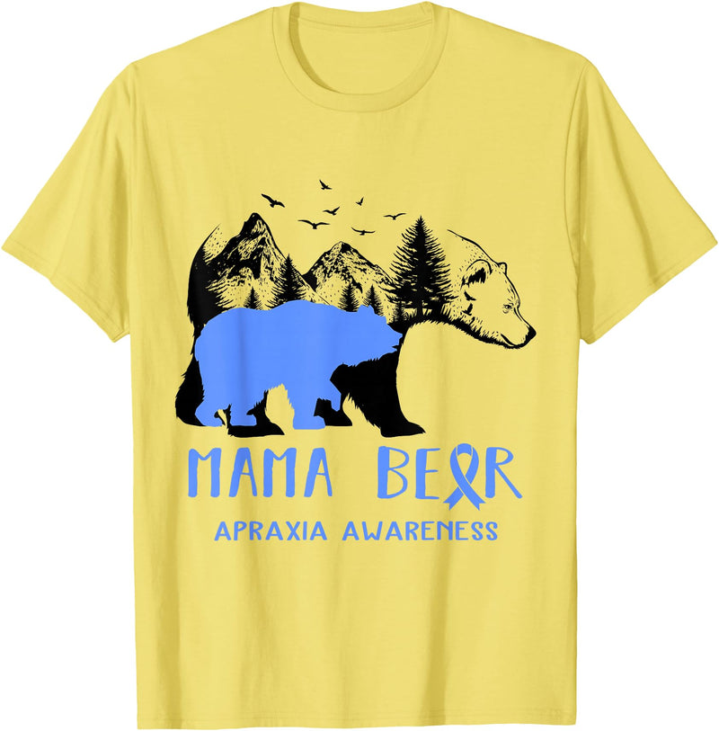 Mama Bear Apraxia Awareness Shirt For Women Men T-Shirt - Lemon Yellow