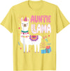 Family Matching Llama Birthday Party Supplies Auntie Llama Aunt Of The Birthday Llama Birthday T-Shirt - Lemon Yellow
