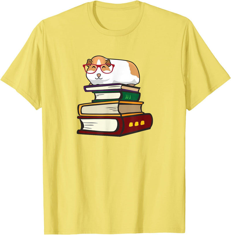Kids Wheek Cavy Mom Gift T Shirts & Hoodies Cute Reading Books Merch Girls & Boys Guinea Pig Lover T-Shirt - Lemon Yellow