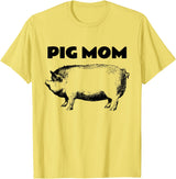 Cute Pig T-Shirts Pot Belly Pig Gifts Tees T Shirt Cute Pot Belly Pig Shirt-PIG MOM Pig Lovers T Shirt T-Shirt - Lemon Yellow