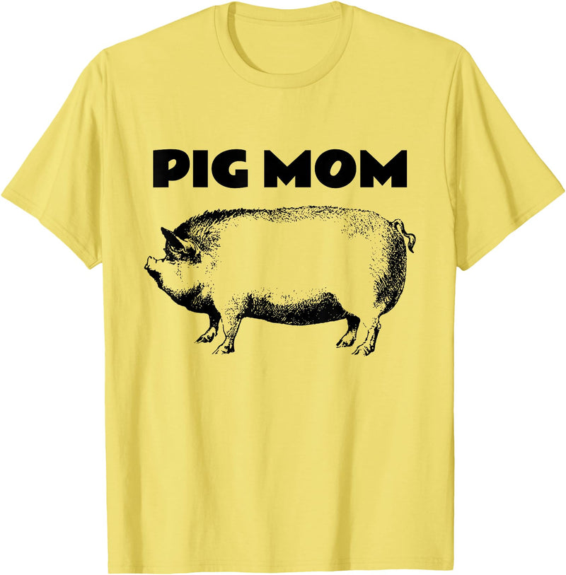 Cute Pig T-Shirts Pot Belly Pig Gifts Tees T Shirt Cute Pot Belly Pig Shirt-PIG MOM Pig Lovers T Shirt T-Shirt - Lemon Yellow