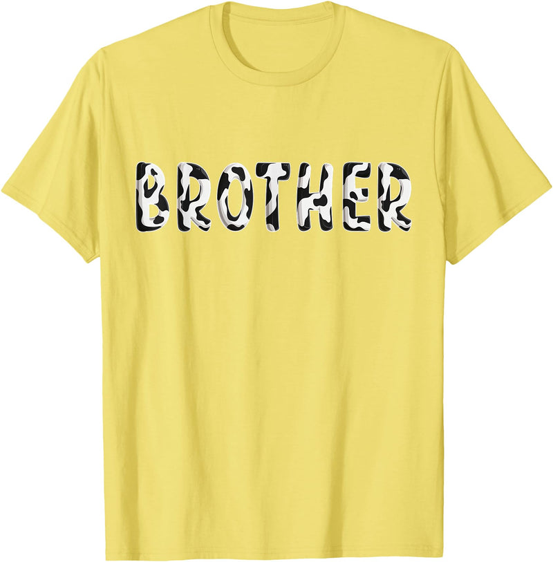 Cow Pattern Print Family Matching Birthday Shirts Cow Brother Birthday Family Matching Fathers Day Boy Girl T-Shirt - Lemon