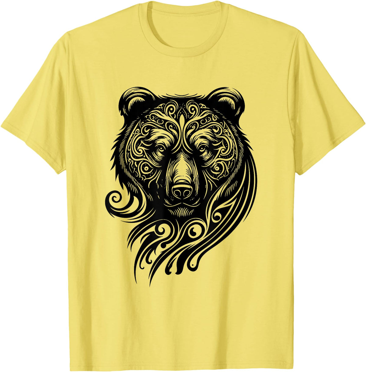 Best Tribal Tattoo Designs I Trends I Born for Art Bear Grizzly Nordic Indian Celtic Mythology Wild Animal Fan T-Shirt - Lemon Yellow