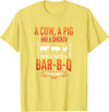 Bbq Humor Barbecue Grilling Pig Cow Chicken Funny A Cow A Pig and A Chicken Walk Into A Bar B Q Funny BBQ Gril T-Shirt - Lemon Yellow