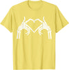 Skeleton Hand Halloween Trendy Novelty Graphic Art Skeleton Hands Heart Sign Halloween Tops T-Shirt - Lemon Yellow