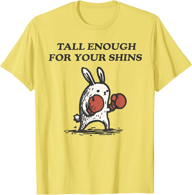Tall Enough for Your Shins Cute Bunny Rabbit T-Shirt in Lemon Yellow