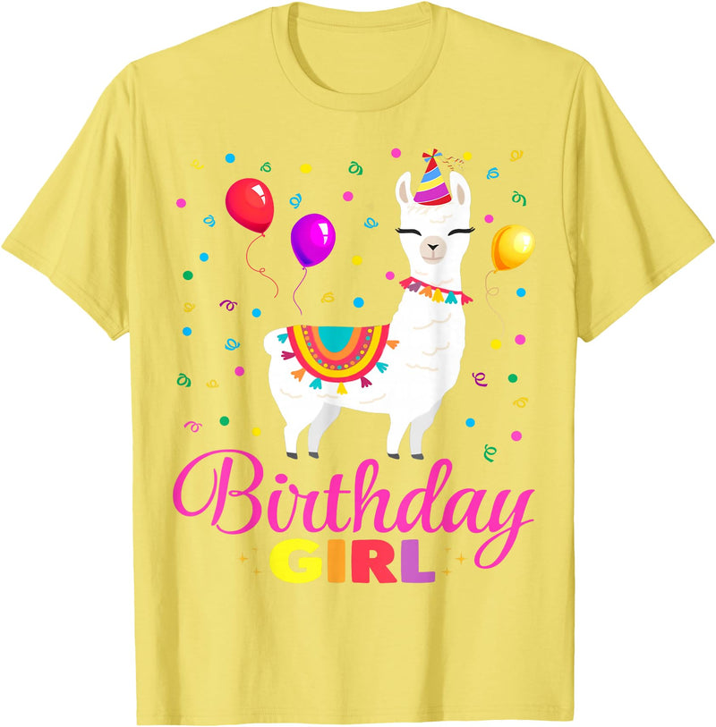 Birthday Llama Shirts Gift Cute Llama Shirt Party Animal Funny Gift for Birthday Girl T-Shirt - Lemon Yellow