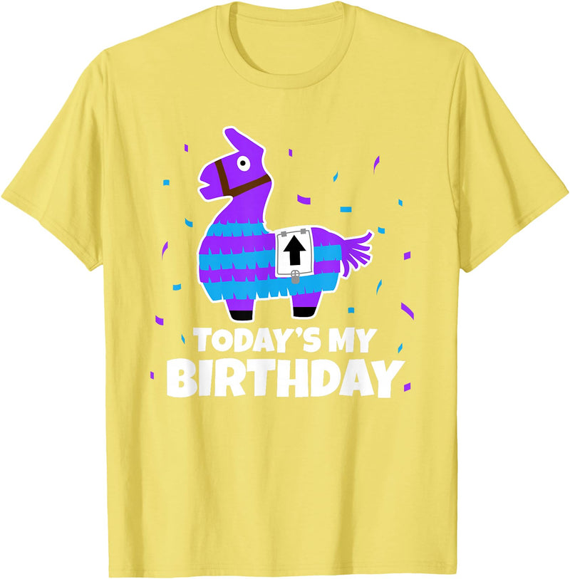 Todays My Bday LLama Tees Cute Birthday Llama Funny Bday Animal Party T-Shirt - Lemon Yellow
