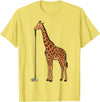 Golf Golfing Golfer Giraffe Animal Safari Giraffe Golf T-Shirt - Lemon Yellow