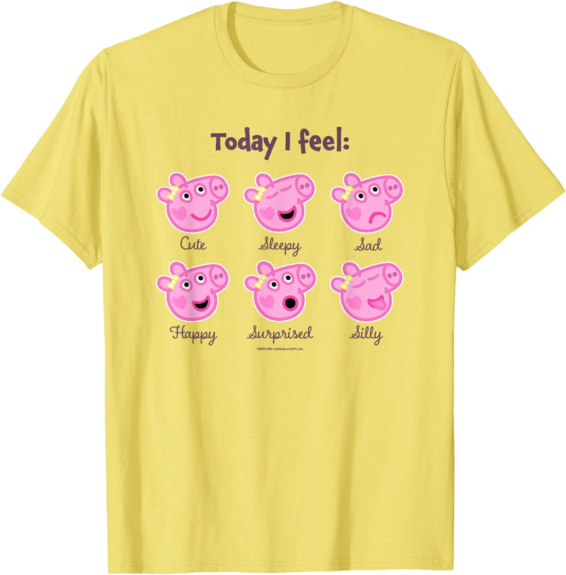 Peppa Pig 20th Anniversary Today I Feel… Baby Faces T-Shirt - Lemon Yellow