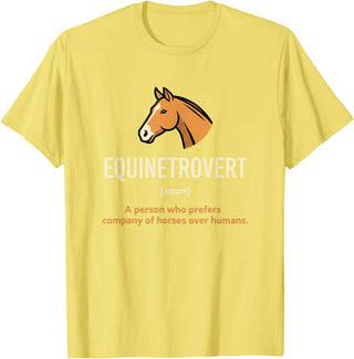 Horse Equine Equinetrovert Equestrian Lover Kid Fo Equinetrovert Funny Horse Definition Kids Horse Lover Equesn T-Shirt - Lemon Yellow