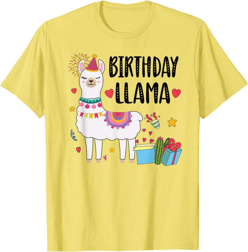 Matching Llama Birthday Party Supplies Birthday Llama Girl Birthday Party Llama Birthday Outfit T-Shirt - Lemon Yellow