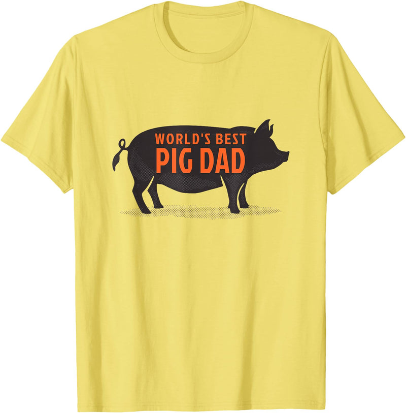 Pig Parent Shirts and Gifts World's Best Pig Dad - Funny Pet Pig Saying T-Shirt - Lemon Yellow