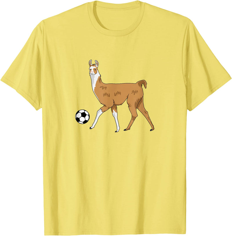 Cute Soccer Llama Tees Soccer Llama Futbol Llama T-Shirt - Lemon Yellow