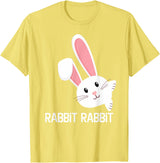Rabbit First Day of the Month Good Luck Phrase T-Shirt in Lemon Yellow
