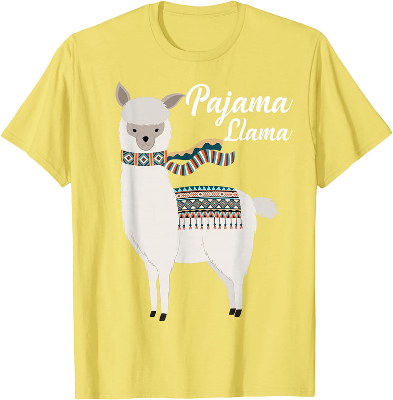 Llama Pajamas GA Cute Pajama Llama Bed Time T-Shirt Llama Pajama T-Shirt - Lemon Yellow