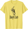 Always Late - White Rabbit Alice Wonderland T-Shirt in Lemon Yellow
