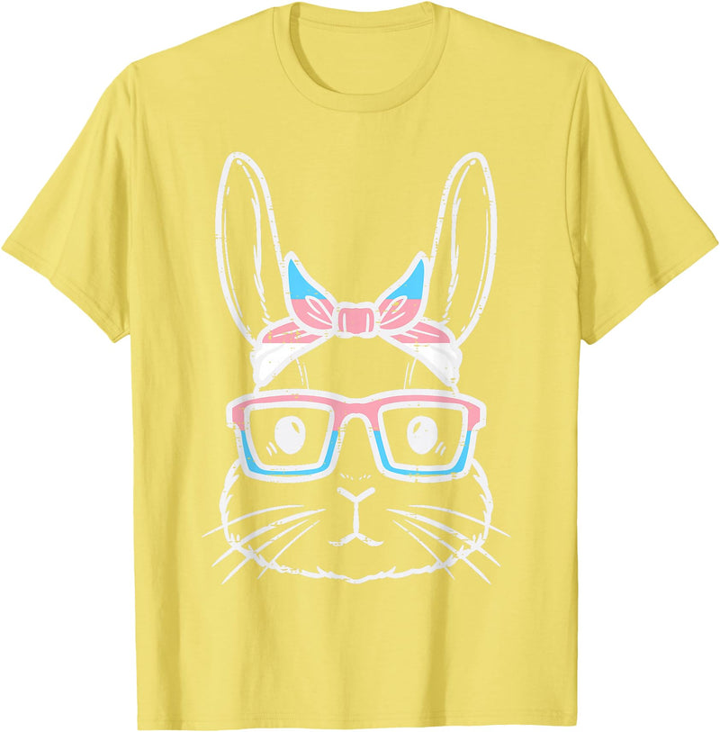 Bunny Rabbit Trans Bandana Glasses Esaster Transsexual Pride T-Shirt in Lemon Yellow