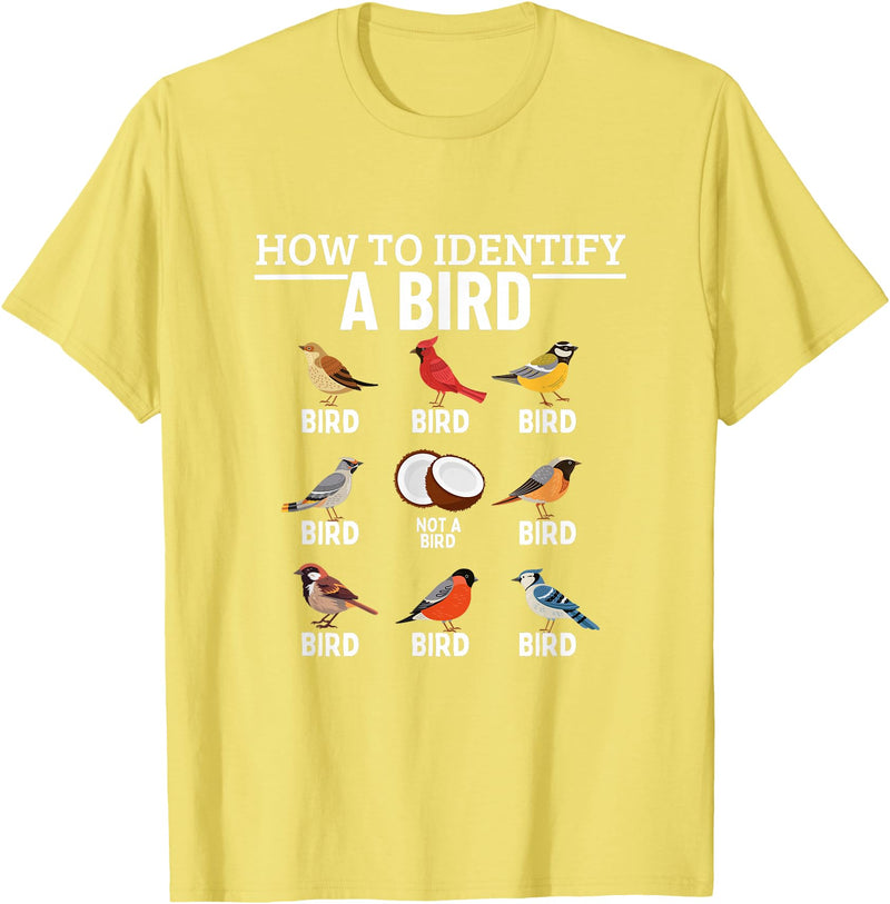 Funny Birding Watch Designs How to Identify A Bird Funny Bird Watching T-Shirt - Lemon Yellow