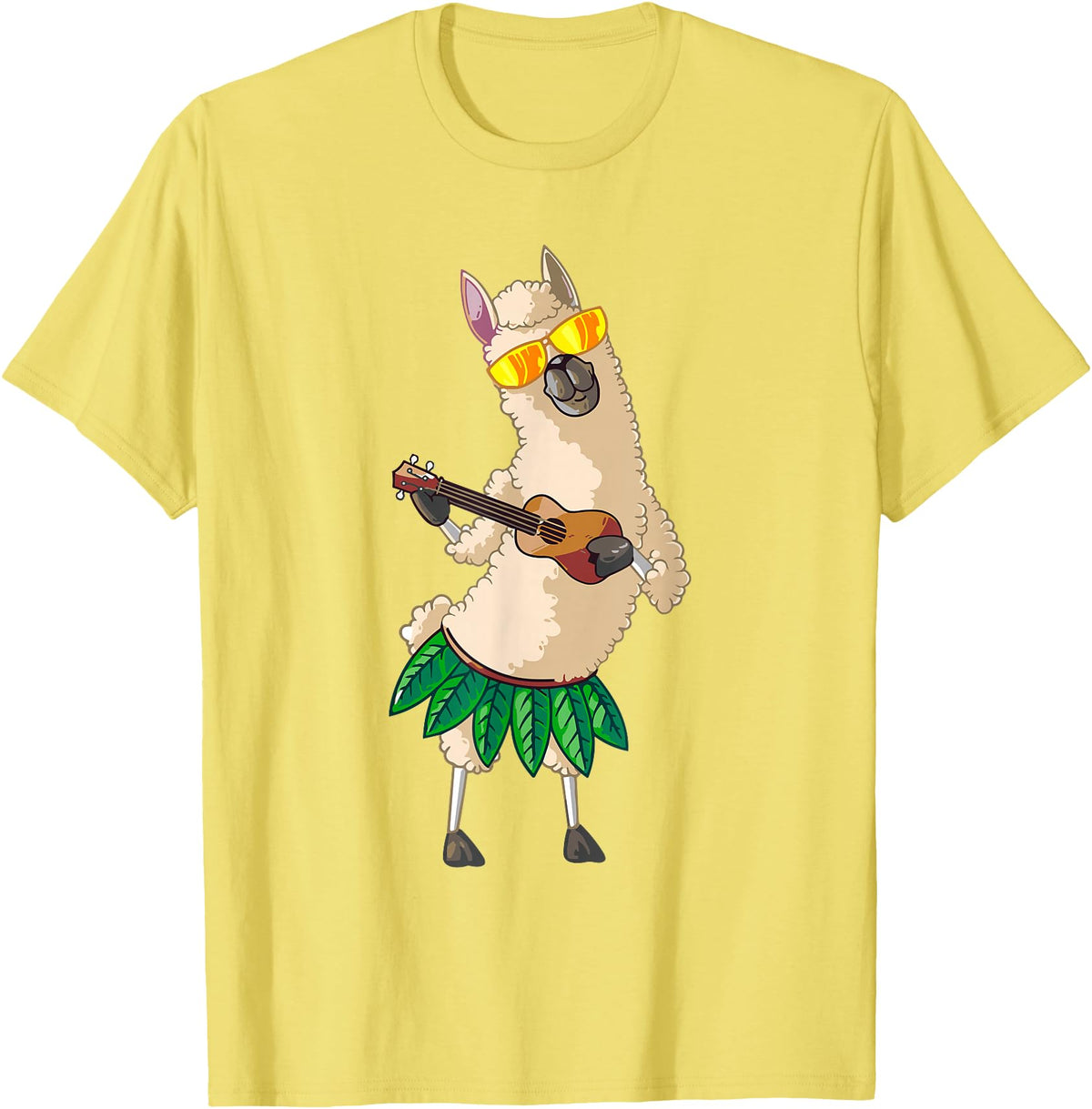 Llama Ukulele Luau TShirt Cute Gifts Llama Ukulele Luau Cute Funny Cool Hawaii Alpaca Gift T-Shirt - Lemon Yellow
