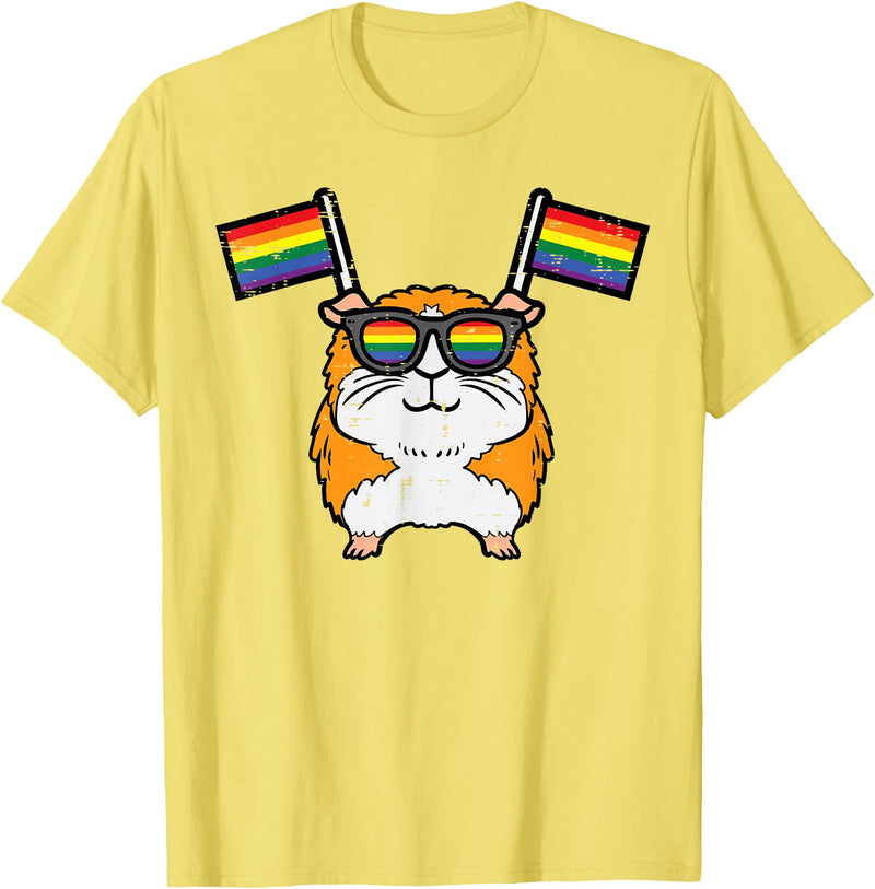 Gay Pride Shirts LGBTQ Ally LGBT Men Women Gift Gay Guinea Pig Rainbow Flag LGBT Pride Month Men Women Kids T-Shirt - Lemon Yellow