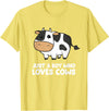 Funny Cow Lover Gifts Just a Boy Who Loves Cows T-Shirt - Lemon Yellow