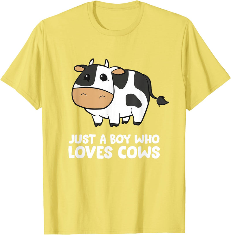 Funny Cow Lover Gifts Just a Boy Who Loves Cows T-Shirt - Lemon Yellow