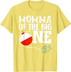 Family Ofishally One Birthday Theme Fishing Momma of The Big One Fishing Boy First Birthday Ofishally T-Shirt - Lemon Yellow