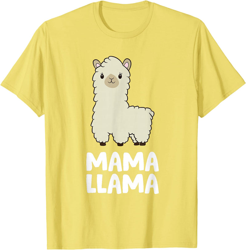 Llama Mama And Llama Papa Gifts Women Llama Mom Mama Llama T-Shirt - Lemon Yellow