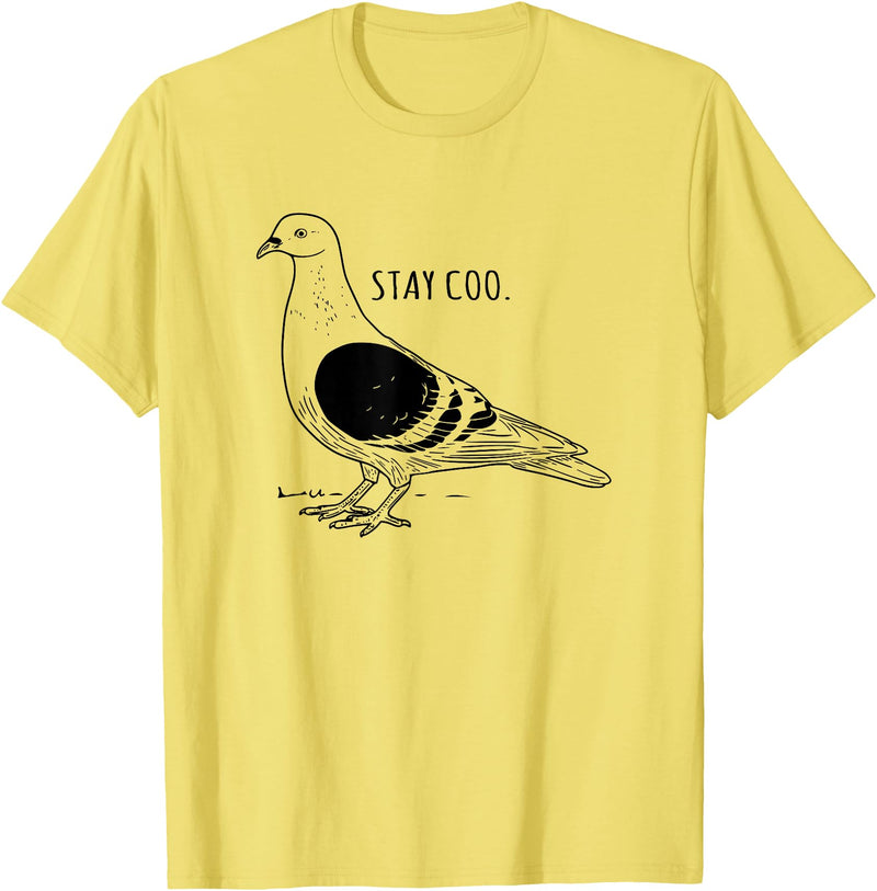 Funny Pigeon Apparel Tee Co. Stay Coo Pigeon Cool Bird Lovers Funny Bird Meme Saying T-Shirt - Lemon Yellow