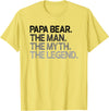 Papa Bear Gifts Papa Bear The Man The Myth Legend Gift T-Shirt - Lemon Yellow