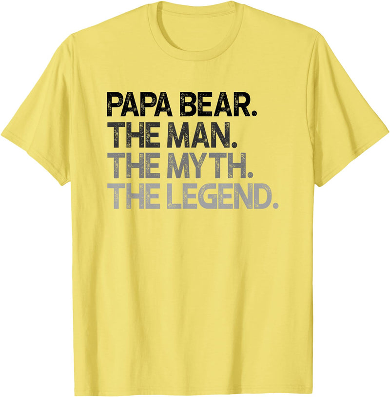 Papa Bear Gifts Papa Bear The Man The Myth Legend Gift T-Shirt - Lemon Yellow