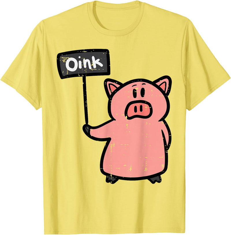 Pig Lover Shirts For Men Women Kids Pig Oink Sign Funny Hog Swine Farm Animal Men Women Kids T-Shirt - Lemon Yellow