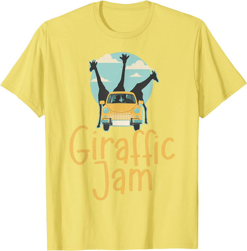 Hadley Designs Giraffe Giraffic Jam For Women Men Kids, Funny Animal T-Shirt - Lemon Yellow
