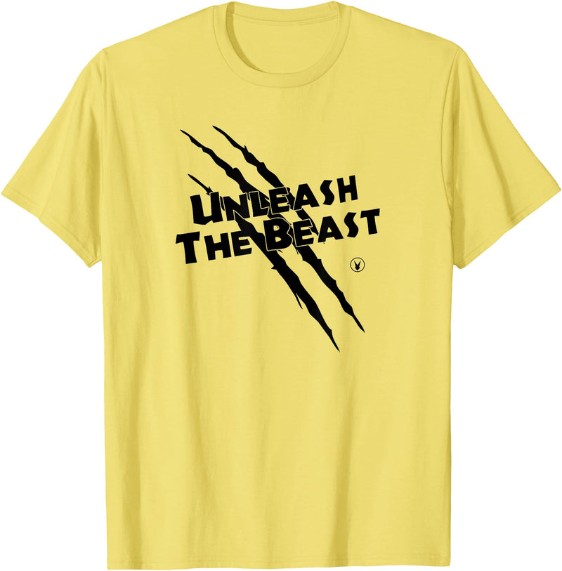 UNLEASH THE BEAST Gym Rabbit Workout Motivation T-Shirt in Lemon Yellow