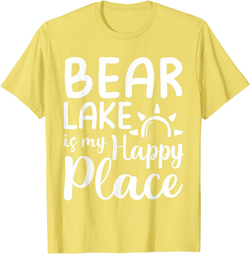 Lake Gifts & Accessories Bear Lake Is My Happy Place - Camping Nature Outdoor Lake T-Shirt - Lemon Yellow