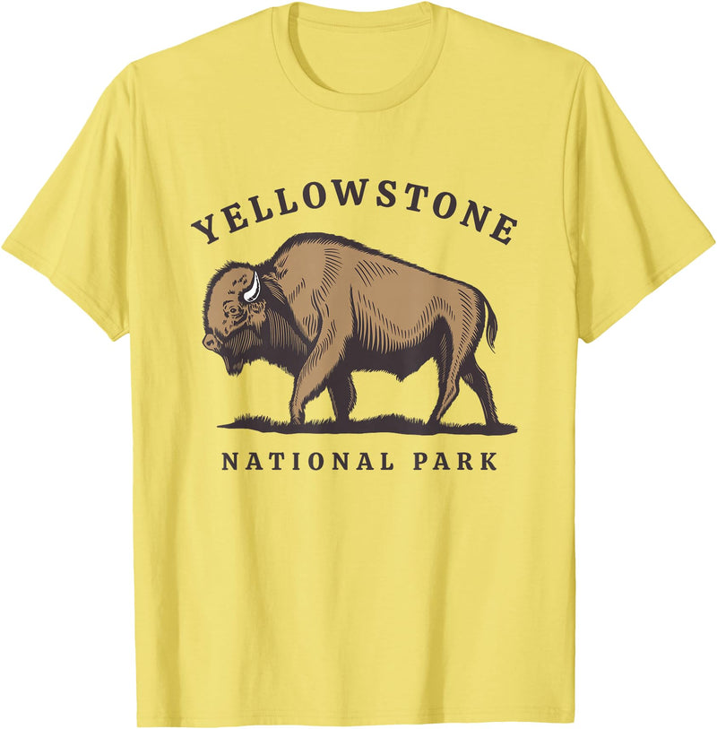 Yellowstone National Park Bison Clothing Co Yellowstone National Park Wyoming Buffalo Bison T-Shirt - Lemon Yellow