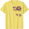 Rabbit Pocket Patriotic American Flag 4th of July USA T-Shirt in Lemon Yellow