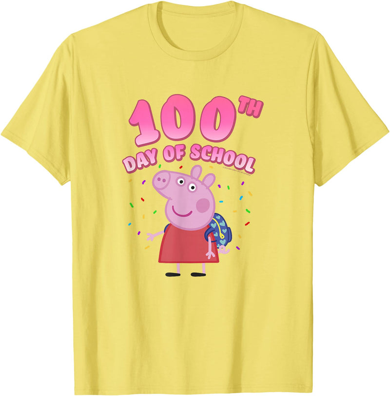 Peppa Pig 100th Day Of School Celebration Confetti T-Shirt - Lemon Yellow