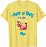Boys Pig Shirts & Gifts for Kids Pig Shirt for Boys | Children's Pig T-Shirt - Lemon Yellow