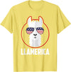 Cool Llama - Zoo - Wildlife Stuff Llamerica Llama T-Shirt - Lemon Yellow