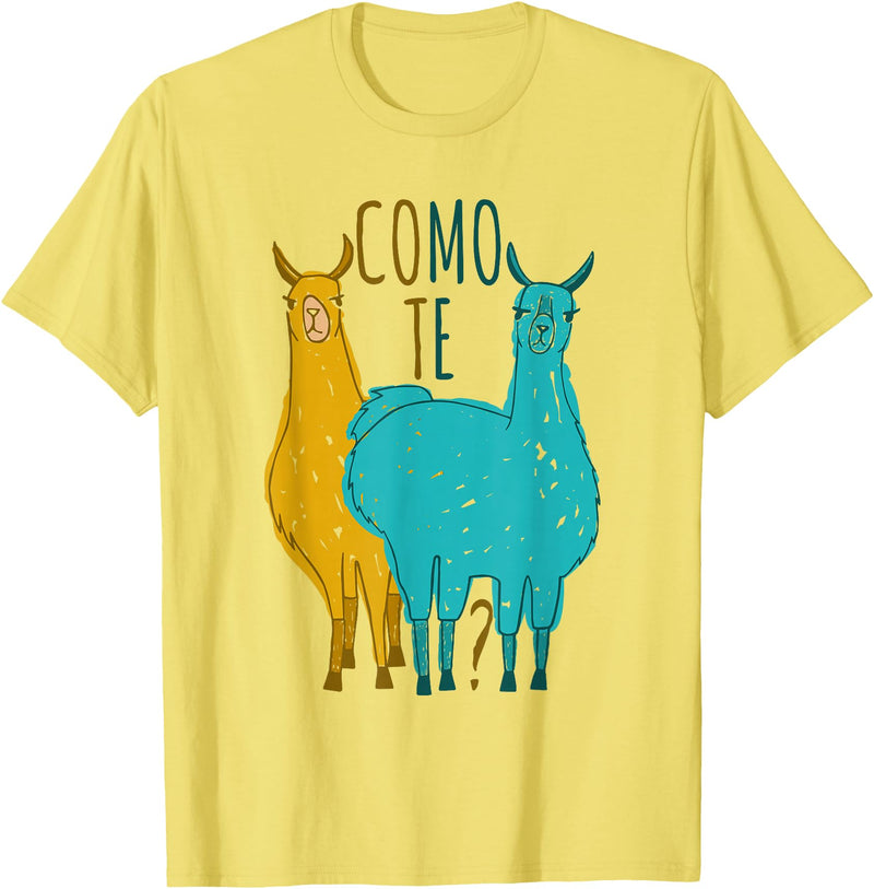 Funny Llama T-Shirt Como Te Llamas Funny Spanish Joke Llama Shirt Tee T-Shirt - Lemon Yellow