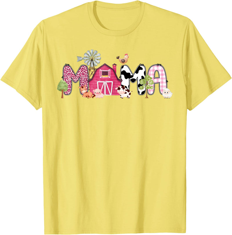 Farm Cow Gender Reveal First Birthday Family Mama Farm Animal Birthday 1st Family Matching Party Mom T-Shirt - Lemon Yellow