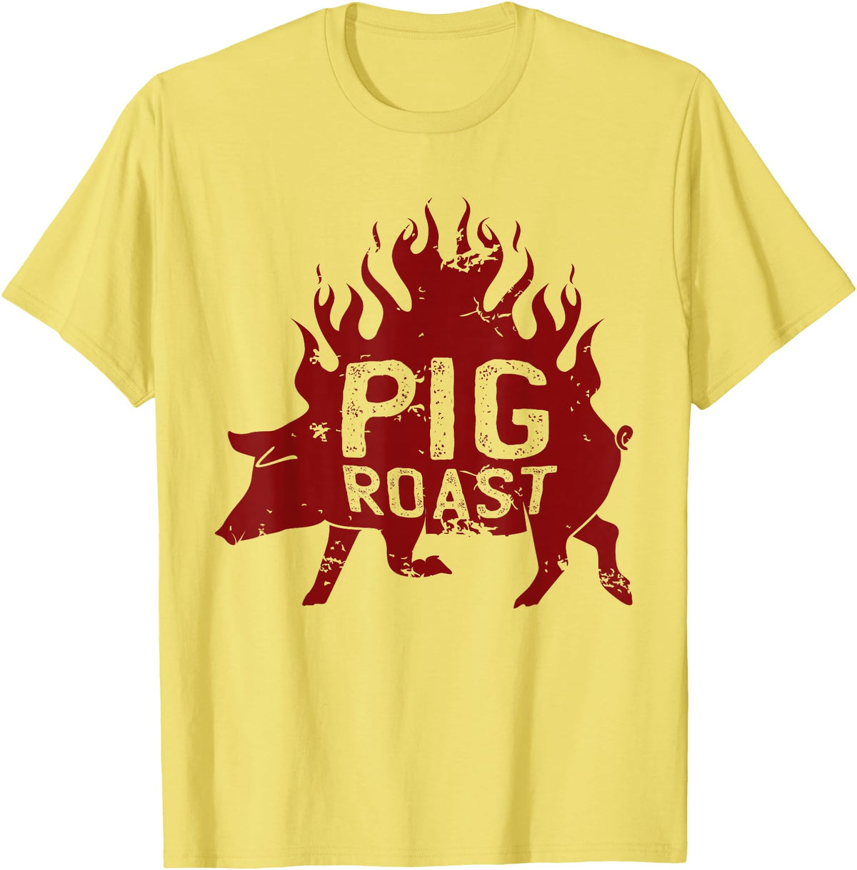 Flavorful Roasted Pork Pig Roast Meat grilling Roast Grilled Barbecue T-Shirt - Lemon Yellow